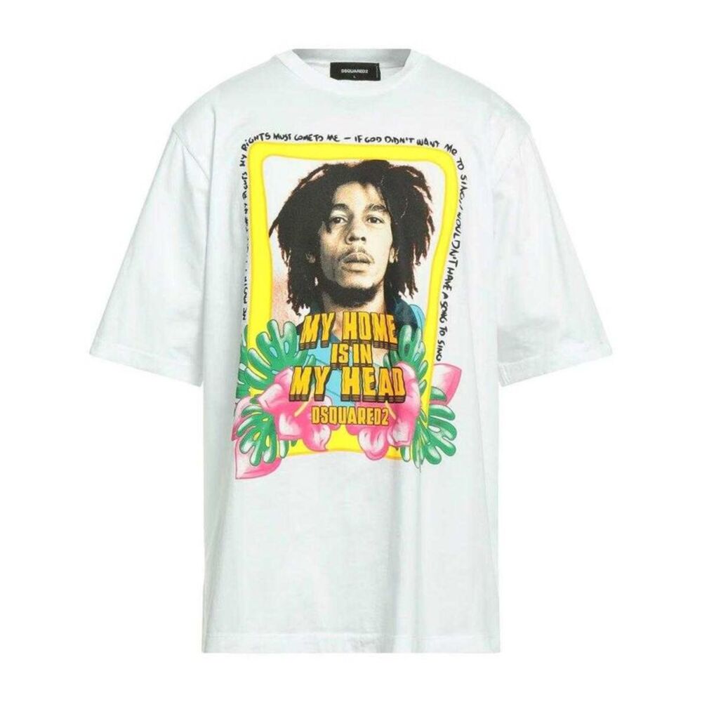 DSquared2 Unisex Adult My Home Is In My Head Bob Marley T-Shirt / White